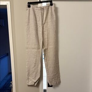 Reformation Beige Linen Trousers
